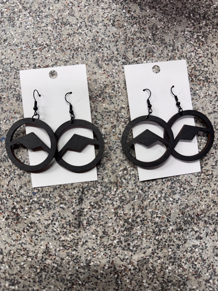 B-21 wooden earrings - pair on display cards