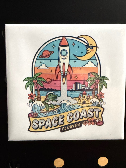Space Coast Surf Badge Photo Magnet
