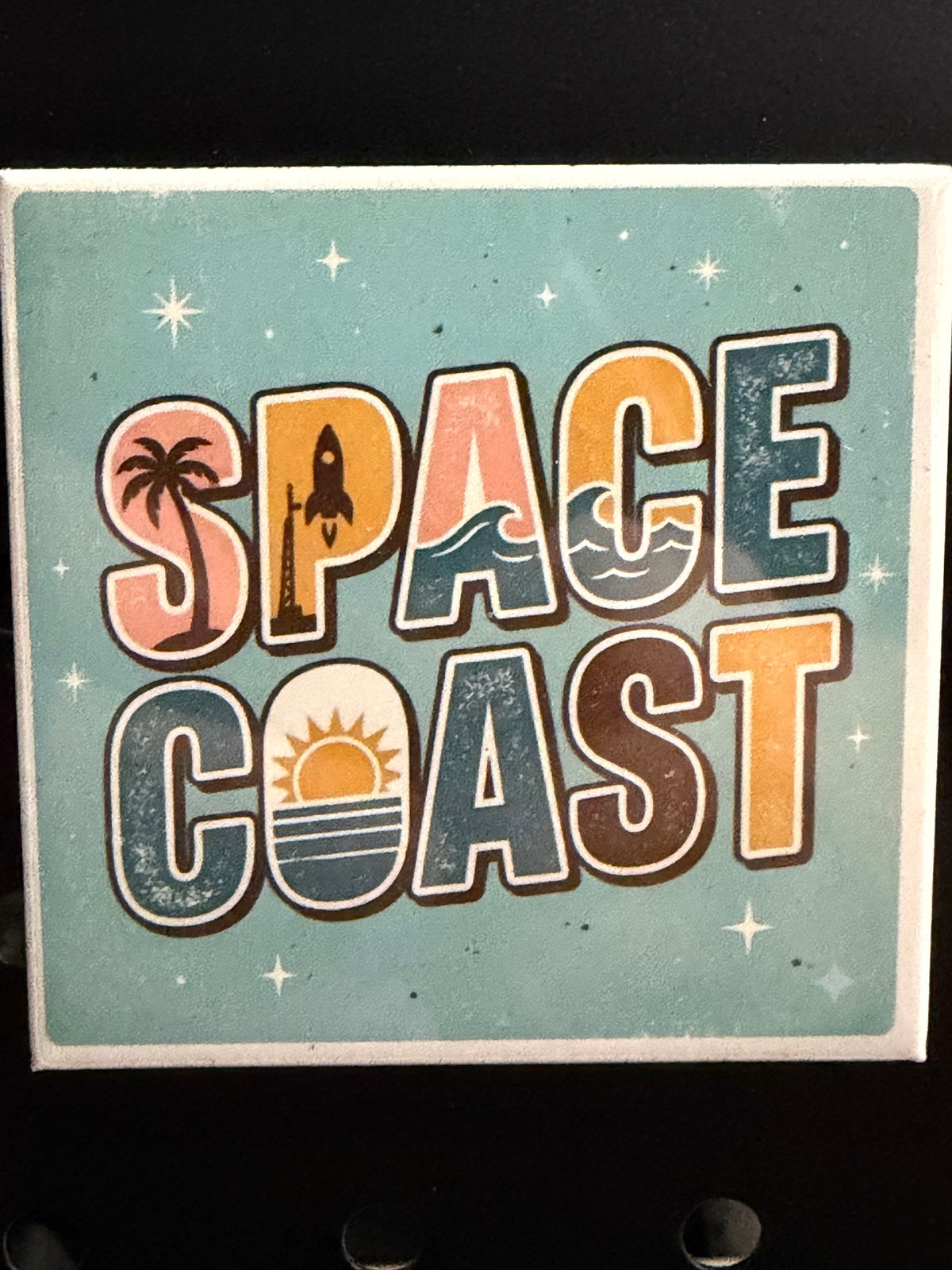 Space Coast Retro Letters Photo Magnet