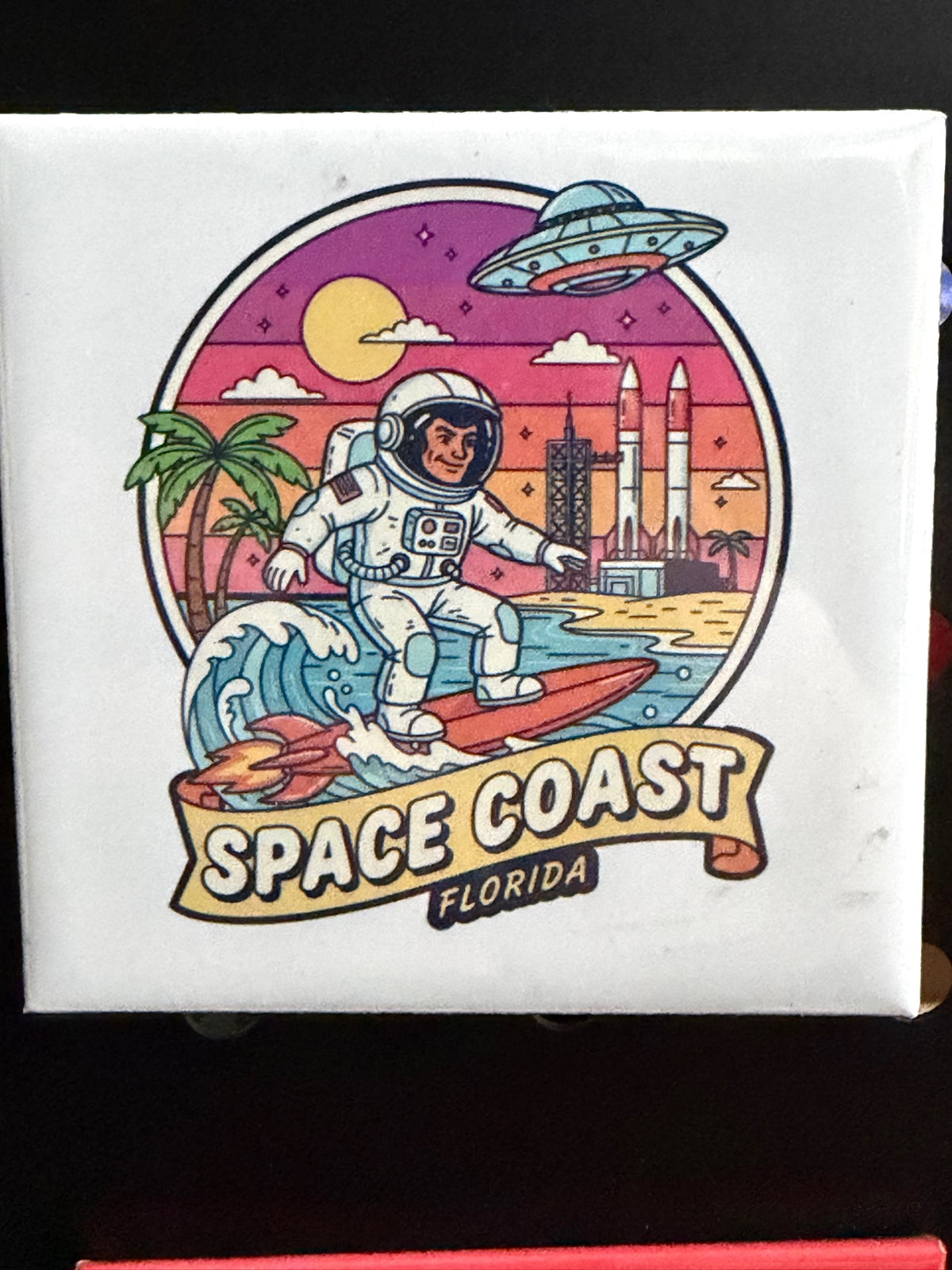 Space Coast Surfing Astronaut Photo Magnet