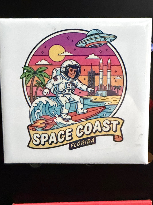 Space Coast Surfing Astronaut Photo Magnet