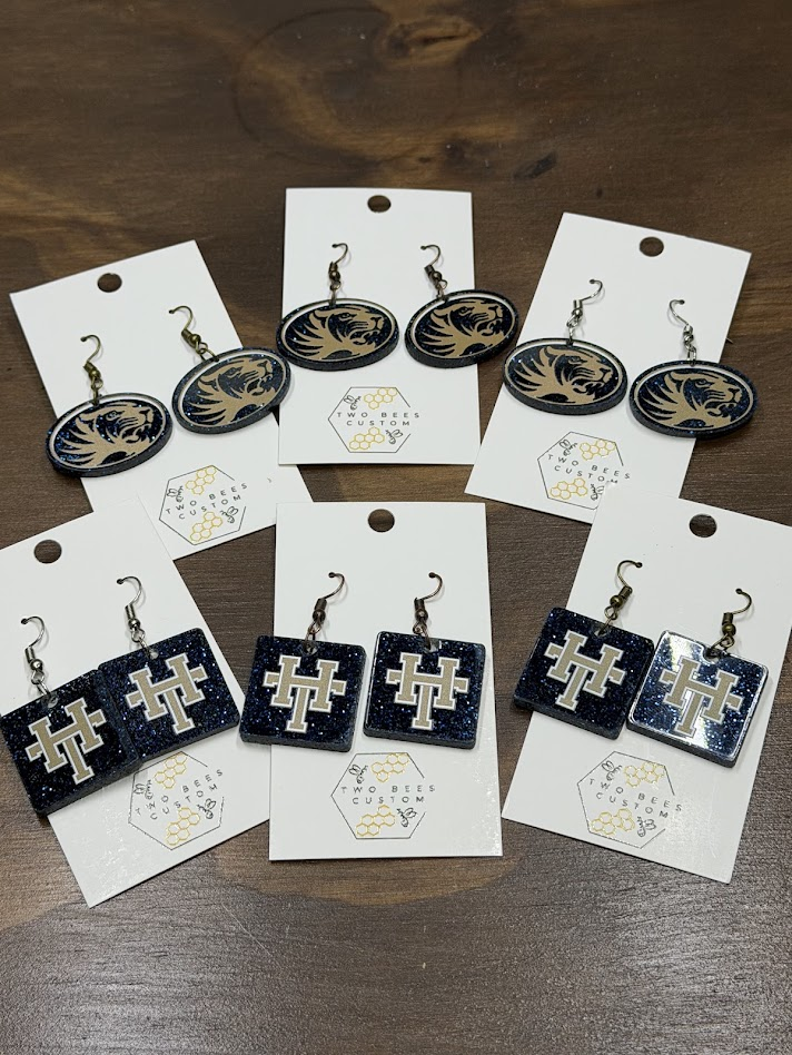 Holy Trinity earrings - both styles on cards