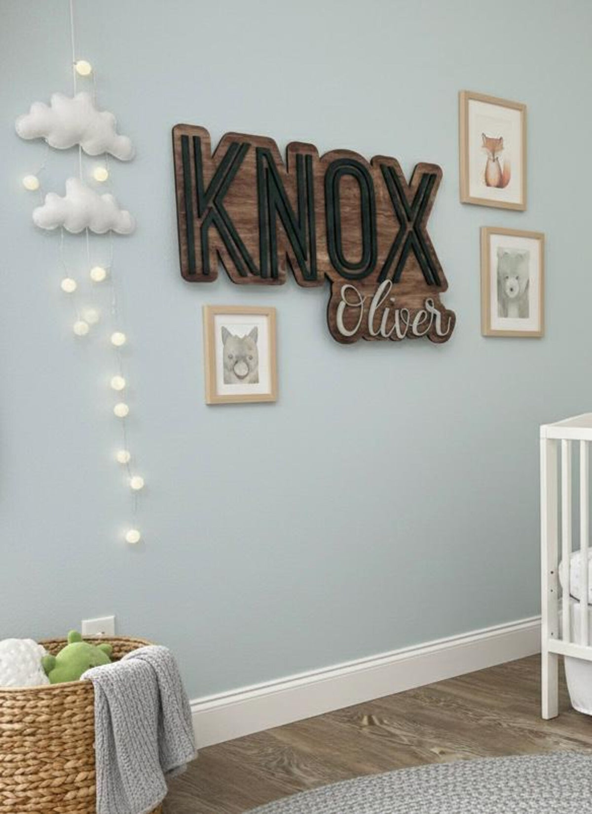 KNOX Oliver name sign styled on a nursery wall