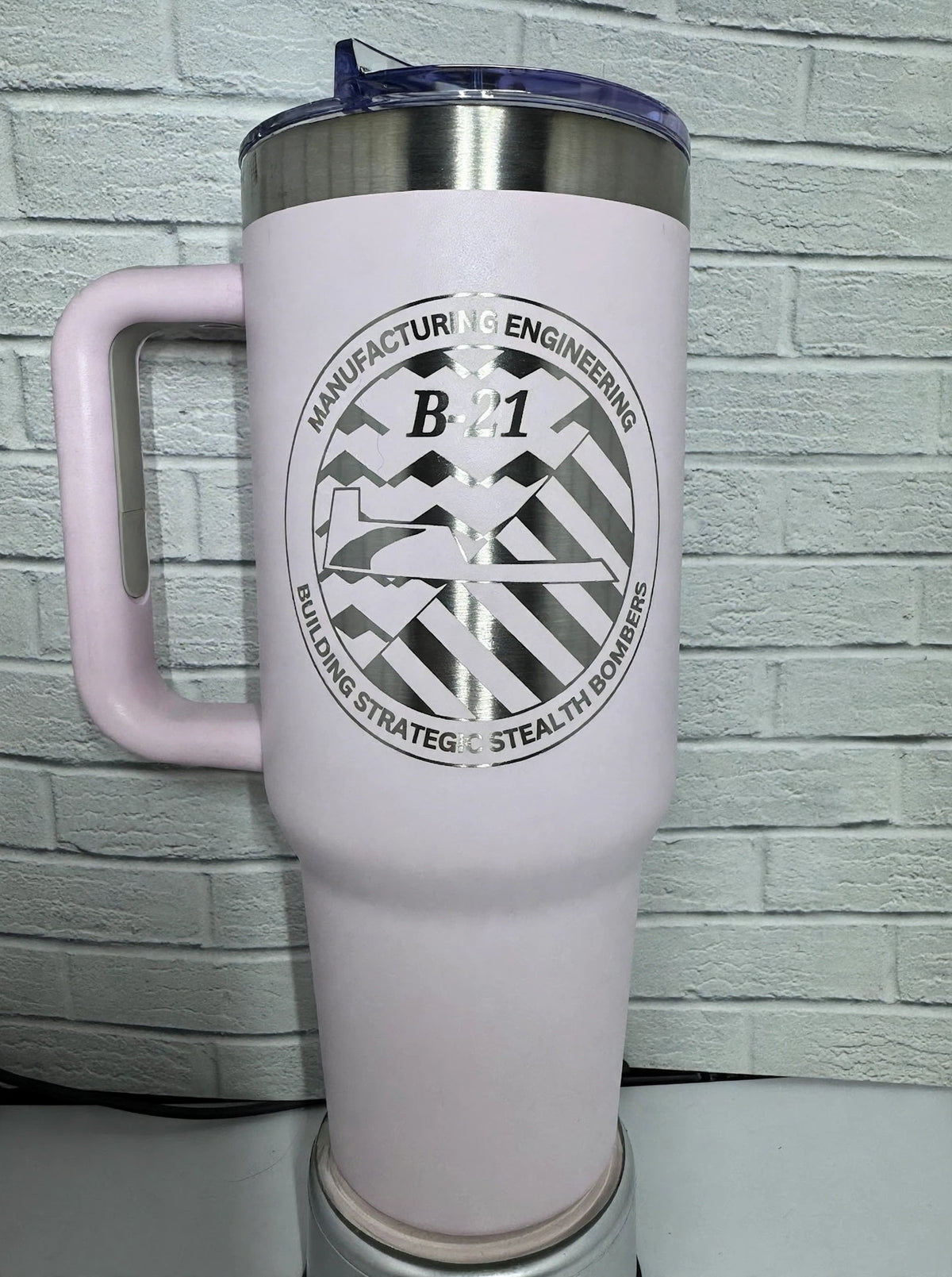 Actual engraved tumbler - light pink colorway