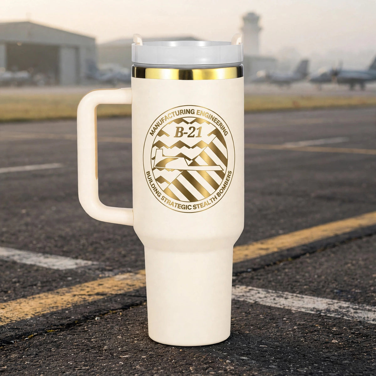 B-21 Manufacturing Engineering tumbler - Cream Gold